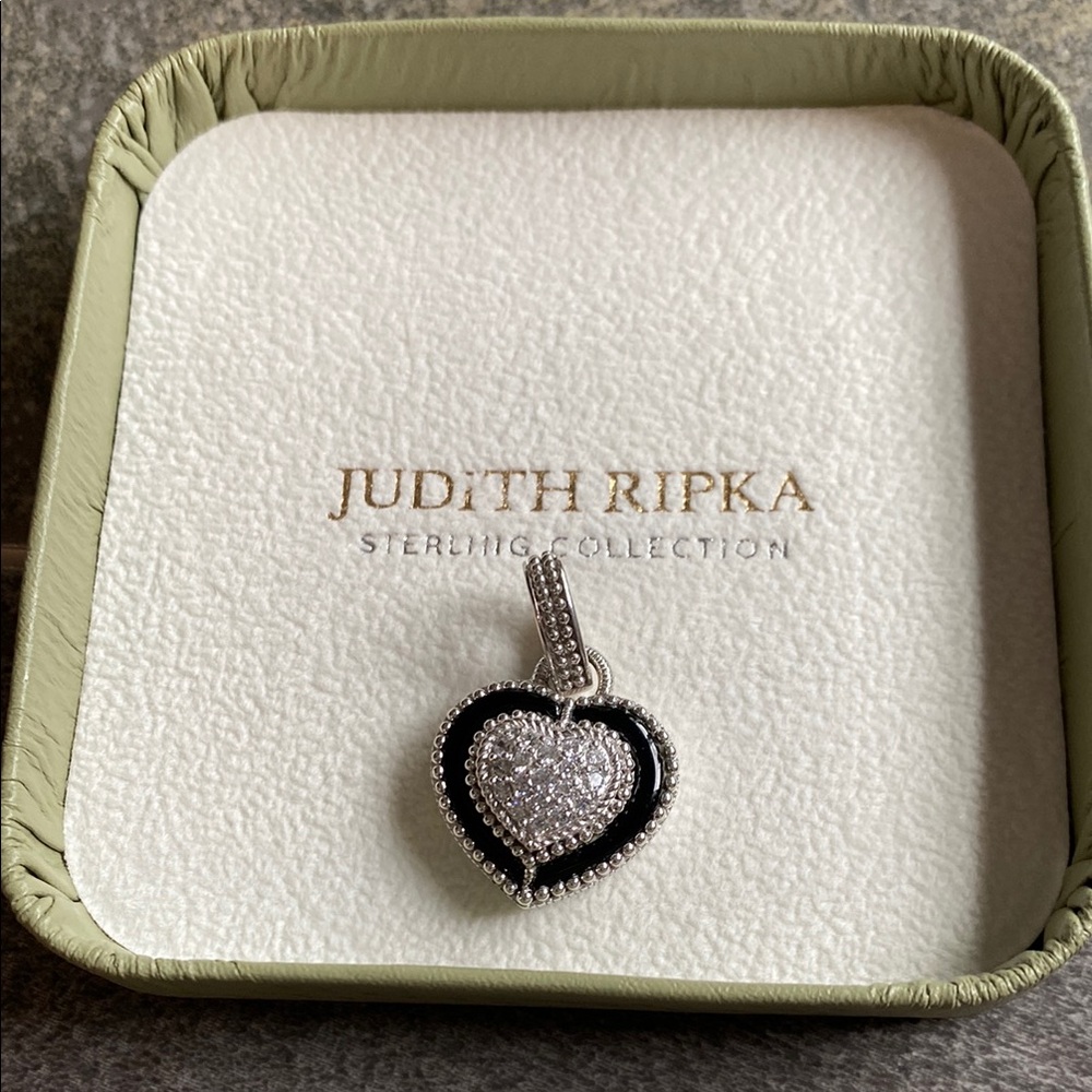 Judith Ripka Black and Silver Heart Pendant